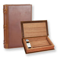 Cigar Humidor Box - Leather & Cedar Book Design