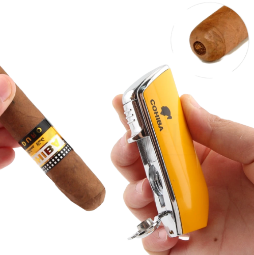 Deluxe Triple Torch Cigar Lighter with Punch