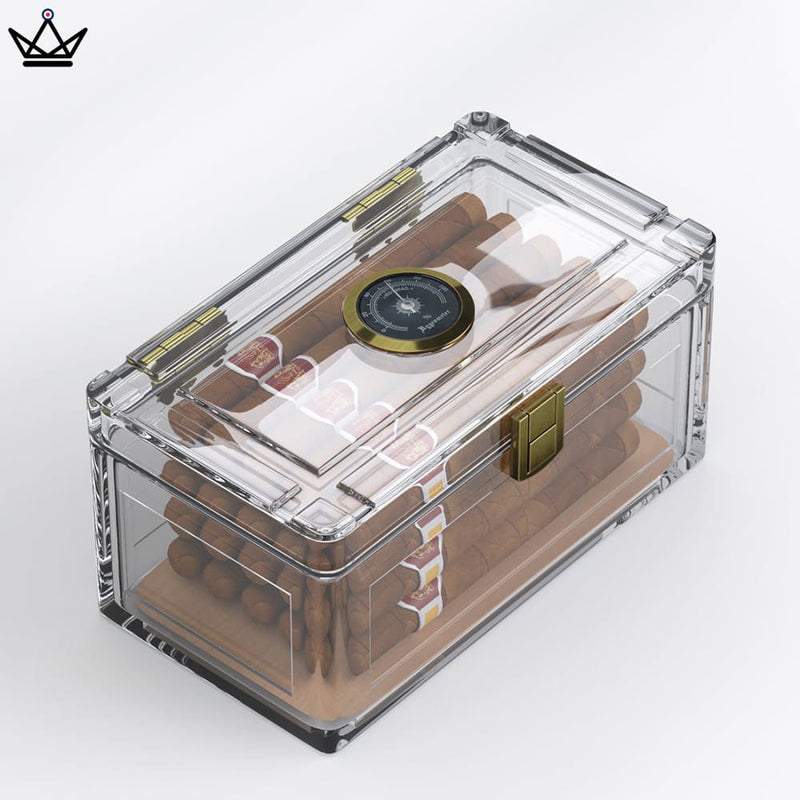 Transparent Acrylic Cigar Humidor Box with Hygrometer