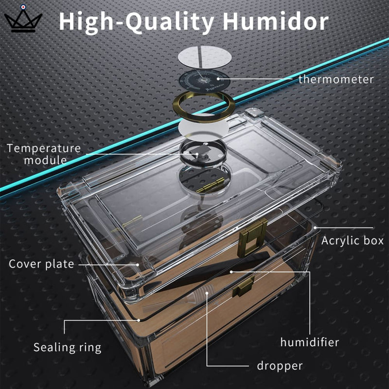 Transparent Acrylic Cigar Humidor Box with Hygrometer