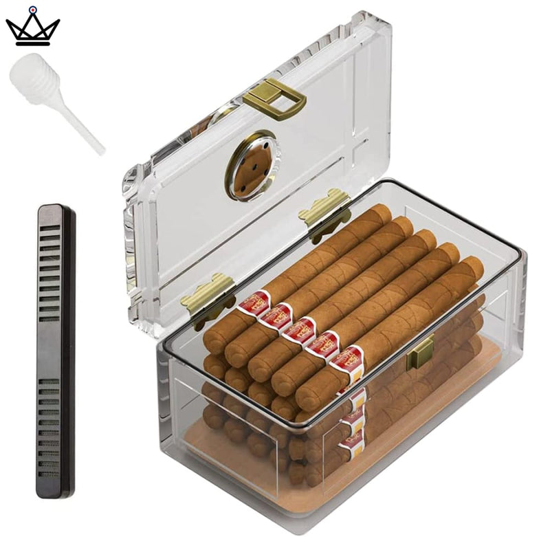 Transparent Acrylic Cigar Humidor Box with Hygrometer