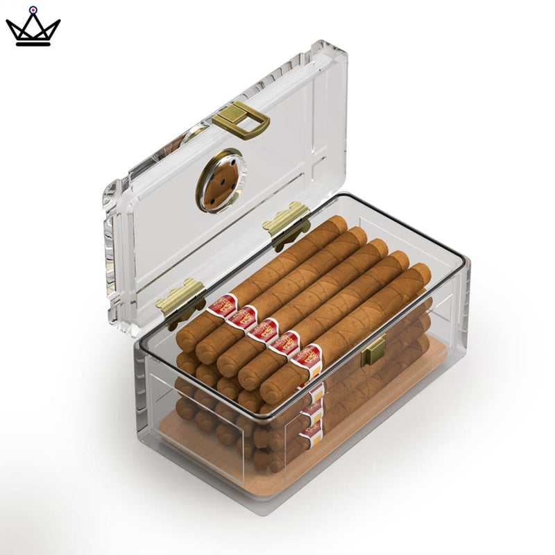 Transparent Acrylic Cigar Humidor Box with Hygrometer