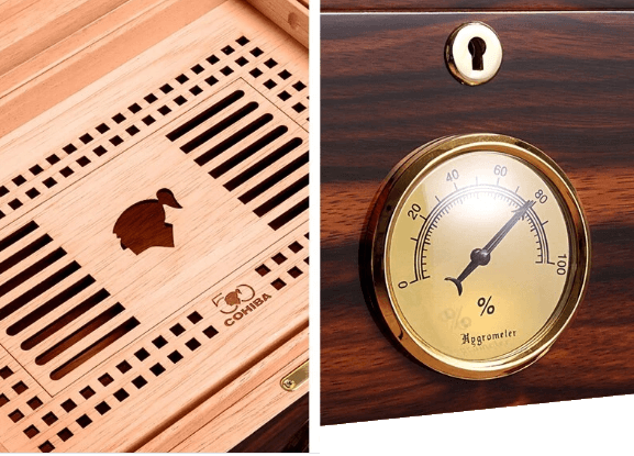 Vintage Cedar Cigar Humidor with Advanced Humidity Control