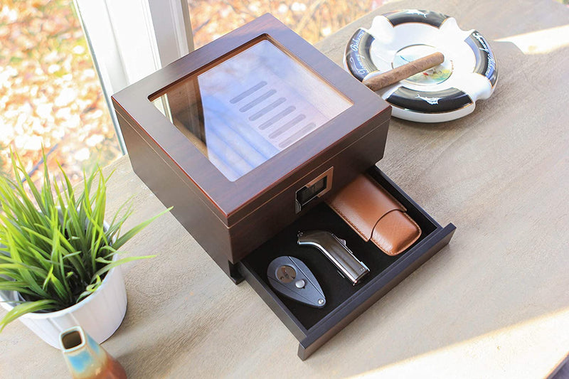 Elegant Cedar Cigar Humidor with Hygrometer