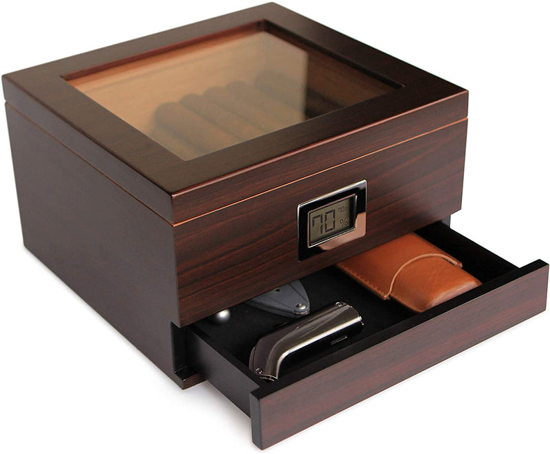 Elegant Cedar Cigar Humidor with Hygrometer