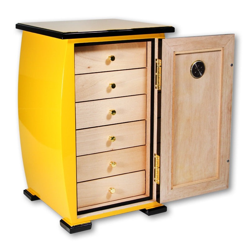 Luxury Yellow Cigar Humidor with Humidifier