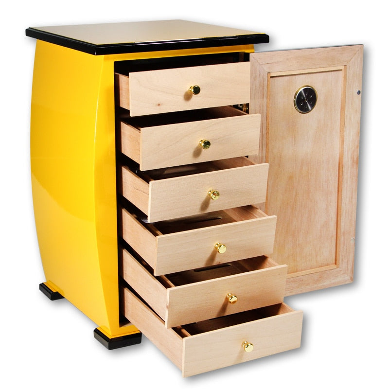 Luxury Yellow Cigar Humidor with Humidifier