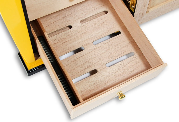 Luxury Yellow Cigar Humidor with Humidifier