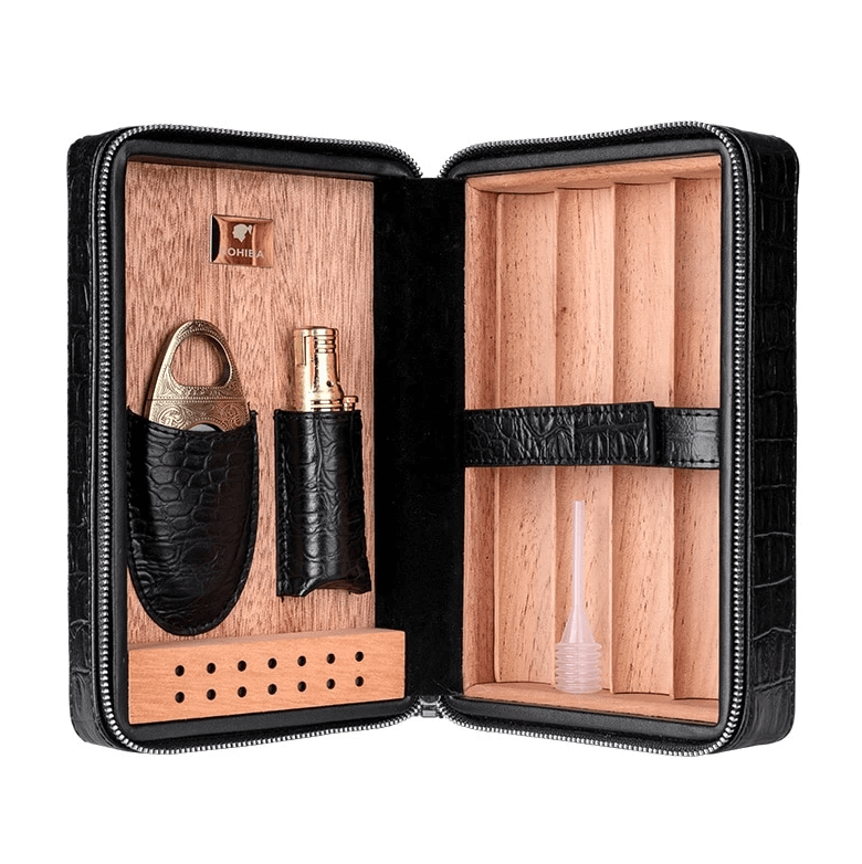 Luxury Crocodile Leather Cigar Humidor Box