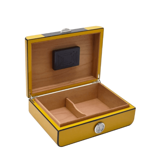 Retro Carbon Cigar Humidor - Holds 40 Cigars