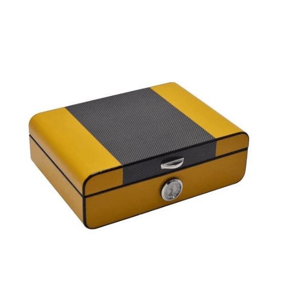 Retro Carbon Cigar Humidor - Holds 40 Cigars