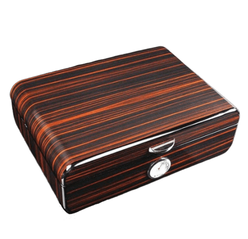 Retro Carbon Cigar Humidor - Holds 40 Cigars