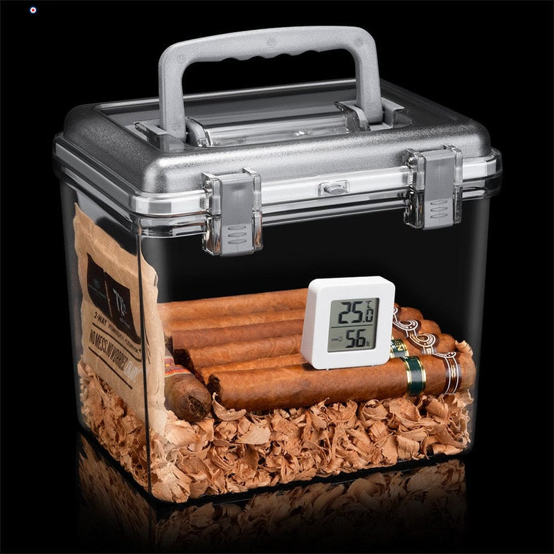 Transparent Humidor Box with Electronic Hygrometer