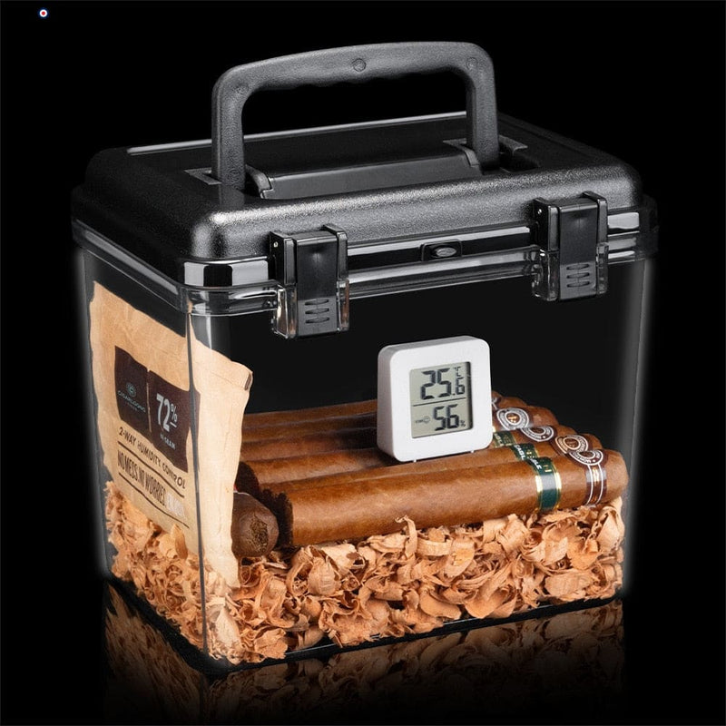 Transparent Humidor Box with Electronic Hygrometer