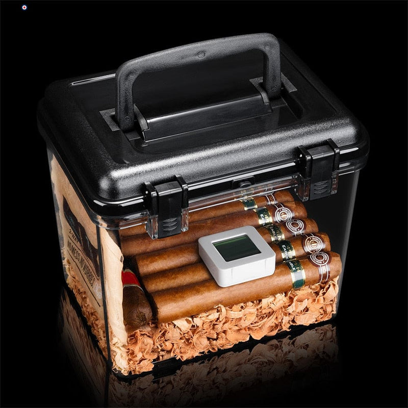 Transparent Humidor Box with Electronic Hygrometer