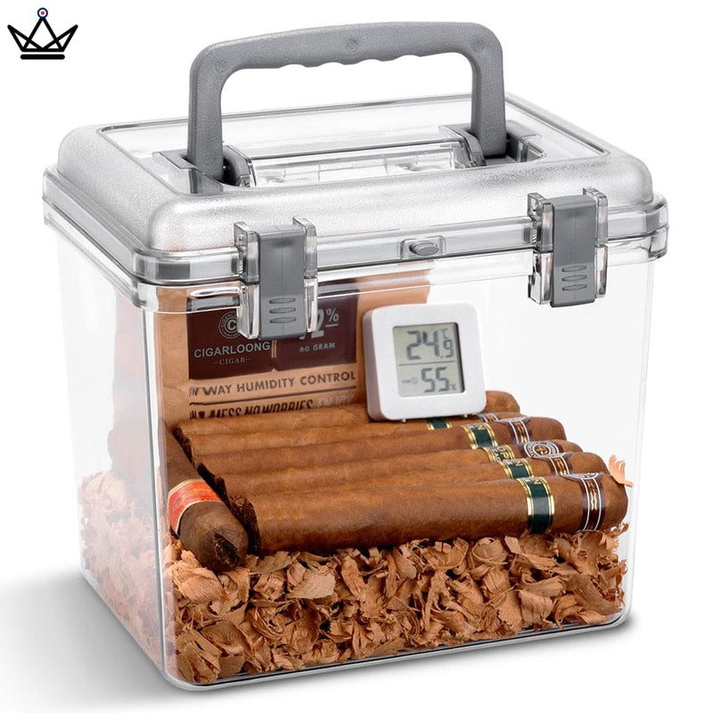 Transparent Humidor Box with Electronic Hygrometer