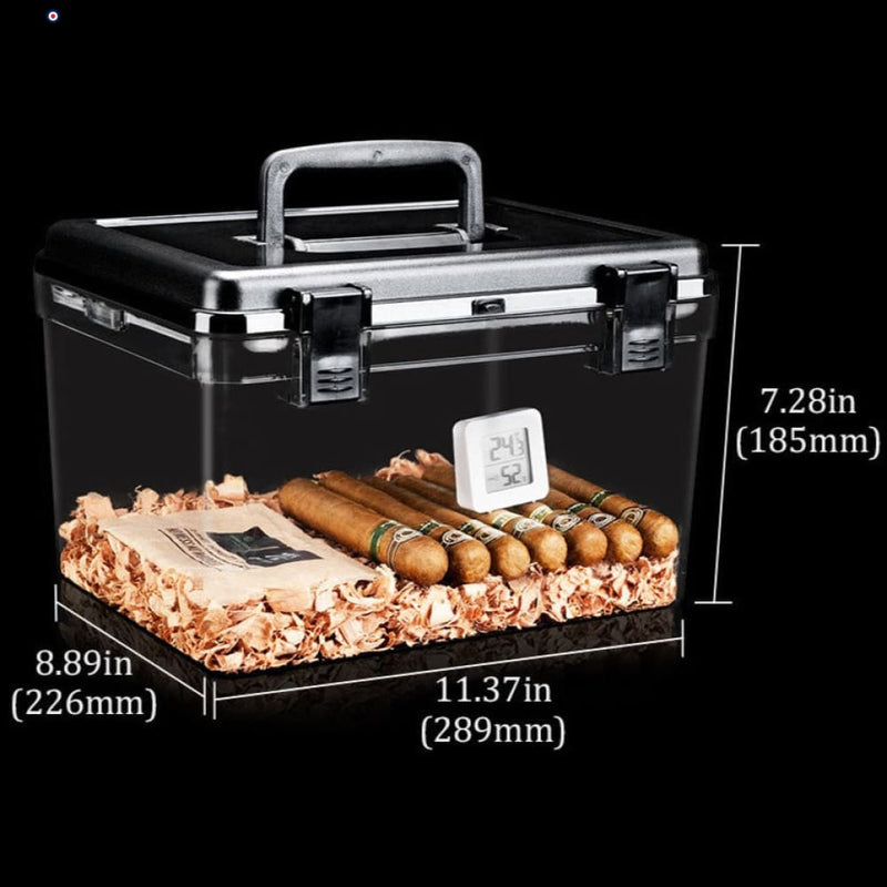 Transparent Humidor Box with Electronic Hygrometer