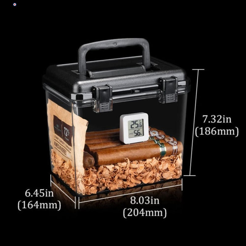 Transparent Humidor Box with Electronic Hygrometer