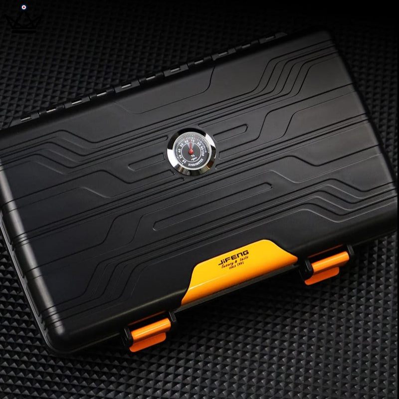 Travel Cigar Humidor Box - Shockproof with Hygrometer