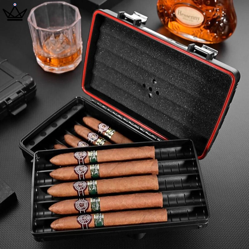 Travel Cigar Humidor Box - Shockproof with Hygrometer