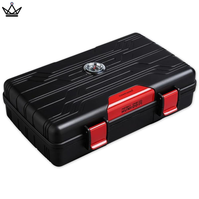 Travel Cigar Humidor Box - Shockproof with Hygrometer