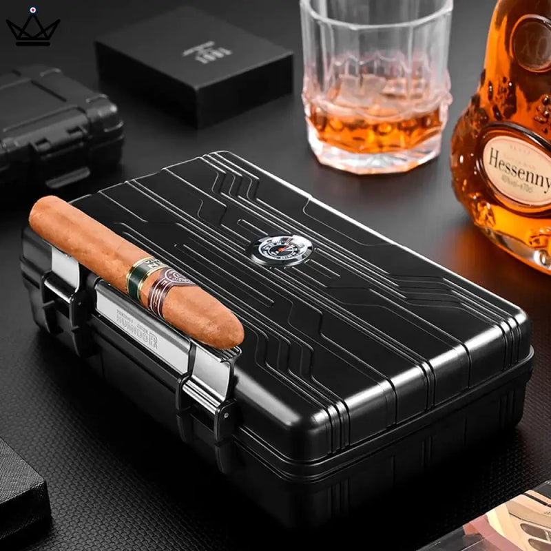 Travel Cigar Humidor Box - Shockproof with Hygrometer