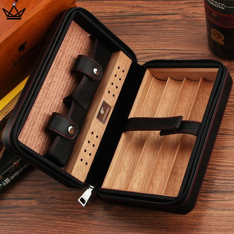 Travel Cigar Humidor in Leather - Holds 5 Cigars