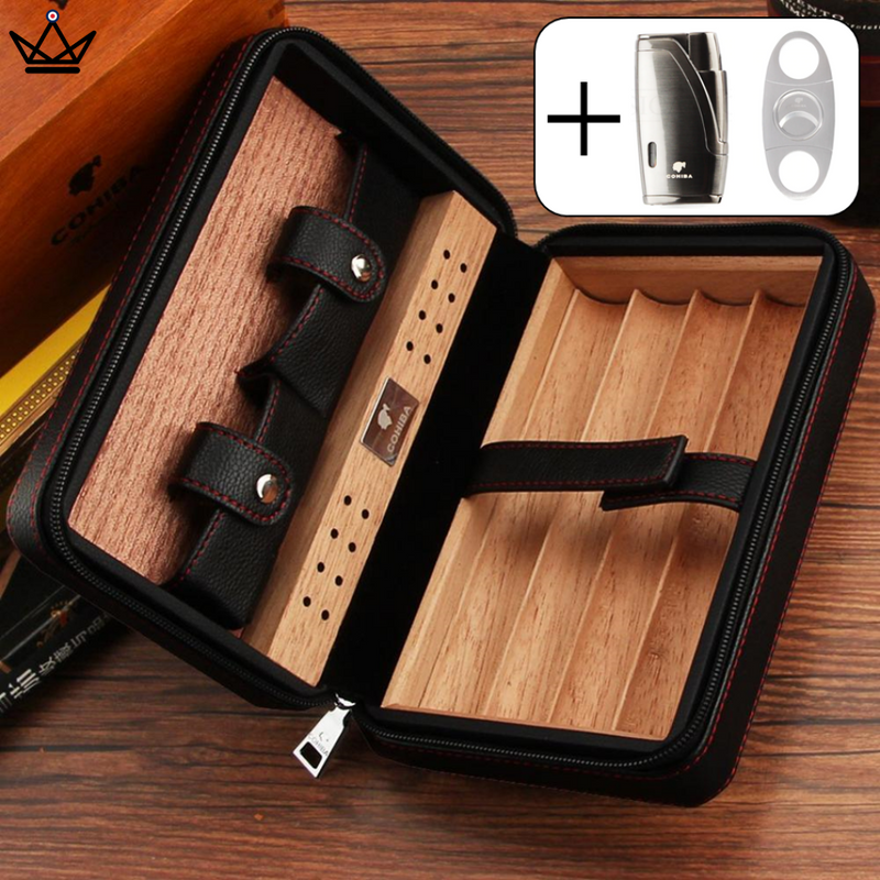 Travel Cigar Humidor in Leather - Holds 5 Cigars