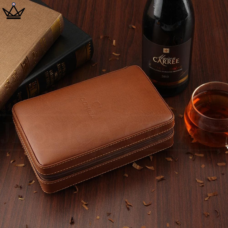 Travel Cigar Humidor in Leather - Holds 5 Cigars