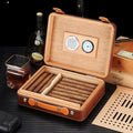 Leather Travel Cigar Humidor with Hygrometer