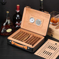 Leather Travel Cigar Humidor with Hygrometer