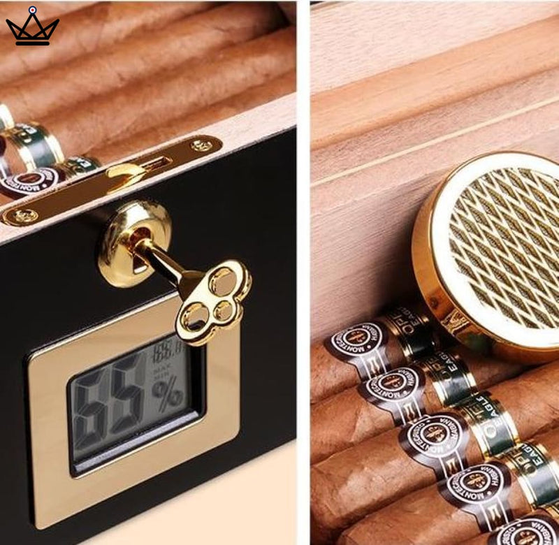 Electric Cigar Humidor Box for 50 Cigars with Hygrometer