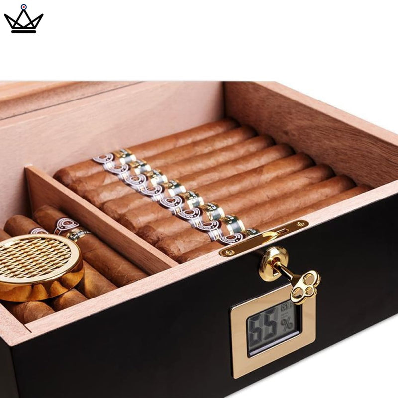 Electric Cigar Humidor Box for 50 Cigars with Hygrometer