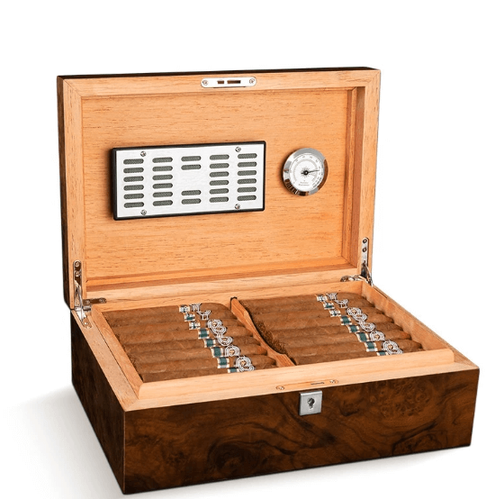 Luxury Mahogany Cigar Humidor Box - 50 Capacity