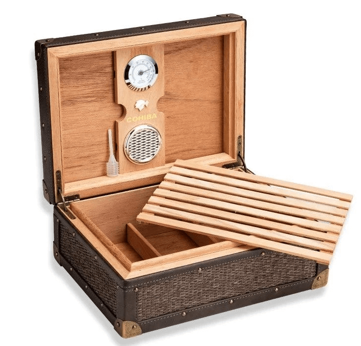 Luxury Cedar & Leather Cigar Humidor Box