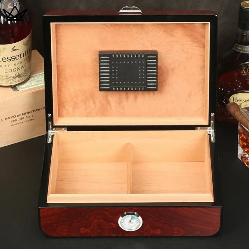 Wooden Cedar Cigar Humidor Box with Hygrometer