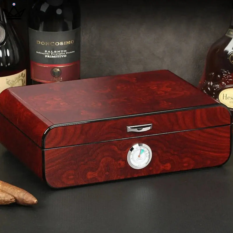 Wooden Cedar Cigar Humidor Box with Hygrometer