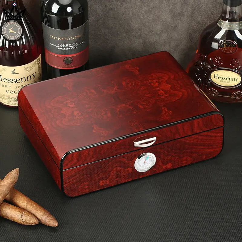 Wooden Cedar Cigar Humidor Box with Hygrometer