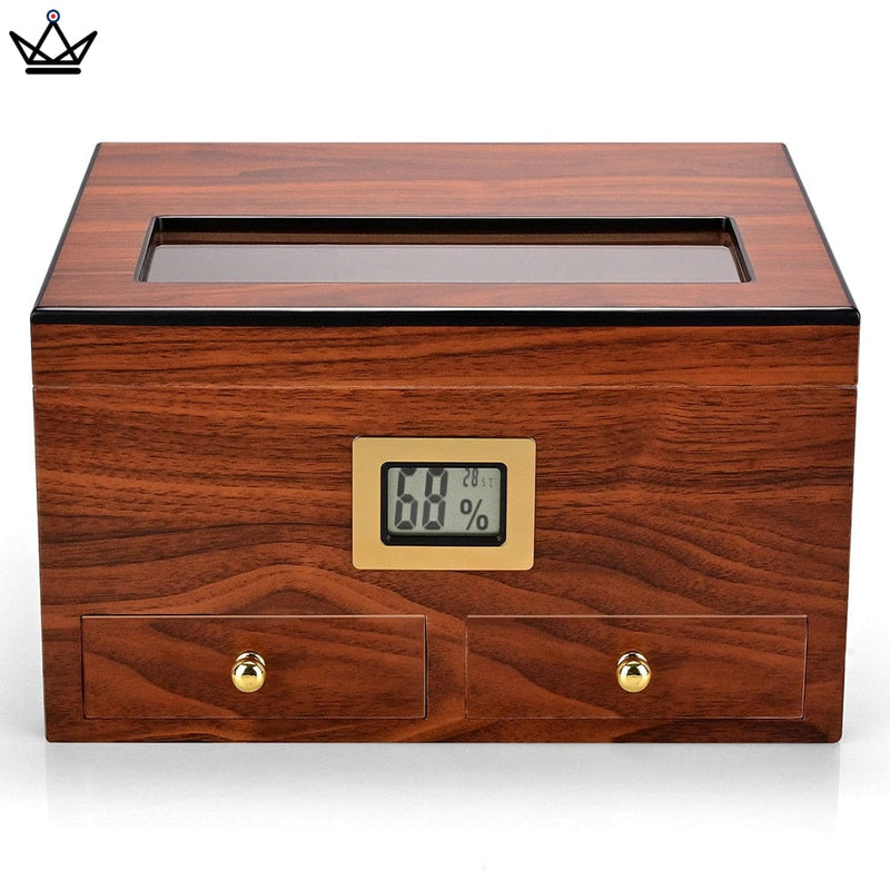 Rosewood & Carbon Cigar Humidor Box with Hygrometer