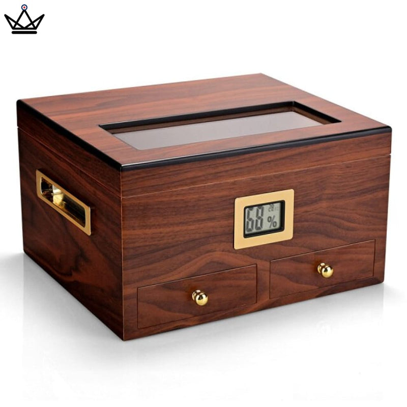 Rosewood & Carbon Cigar Humidor Box with Hygrometer