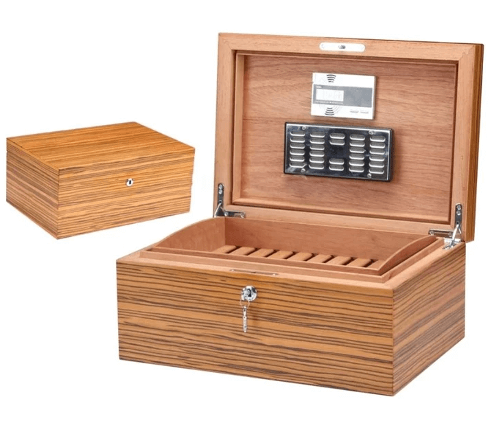 High-Capacity Cedar Cigar Humidor with Electronic Hygrometer