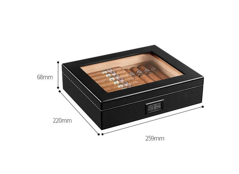 Luxury Carbon Cigar Humidor Box with Humidifier