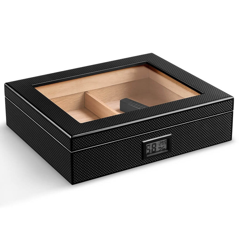 Luxury Carbon Cigar Humidor Box with Humidifier