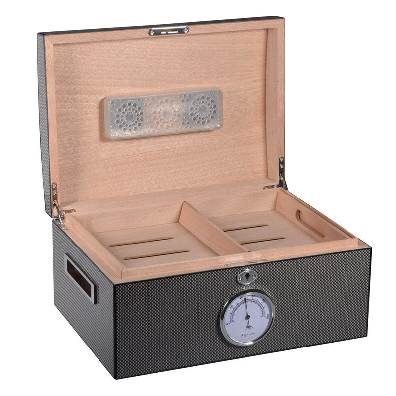 Luxury Electric Carbon Cigar Humidor - 60 Capacity