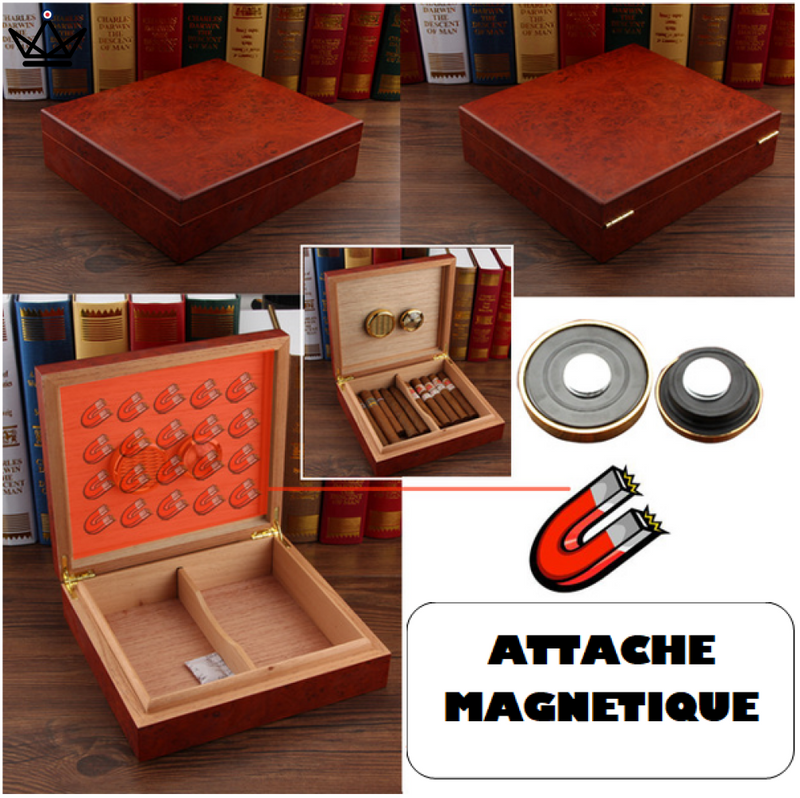 Wooden Cigar Humidor Box - Holds 20 Cigars