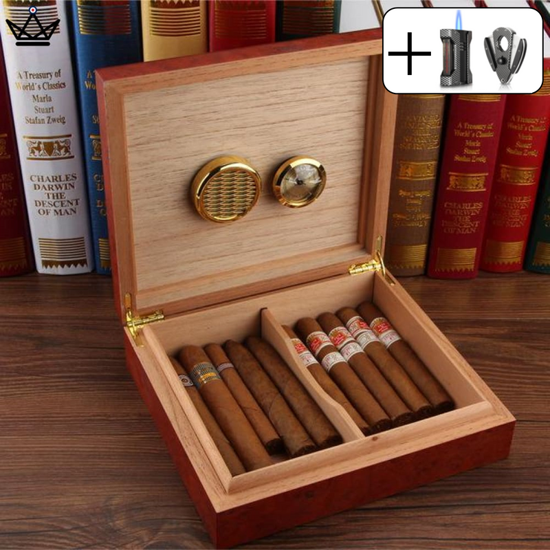 Wooden Cigar Humidor Box - Holds 20 Cigars