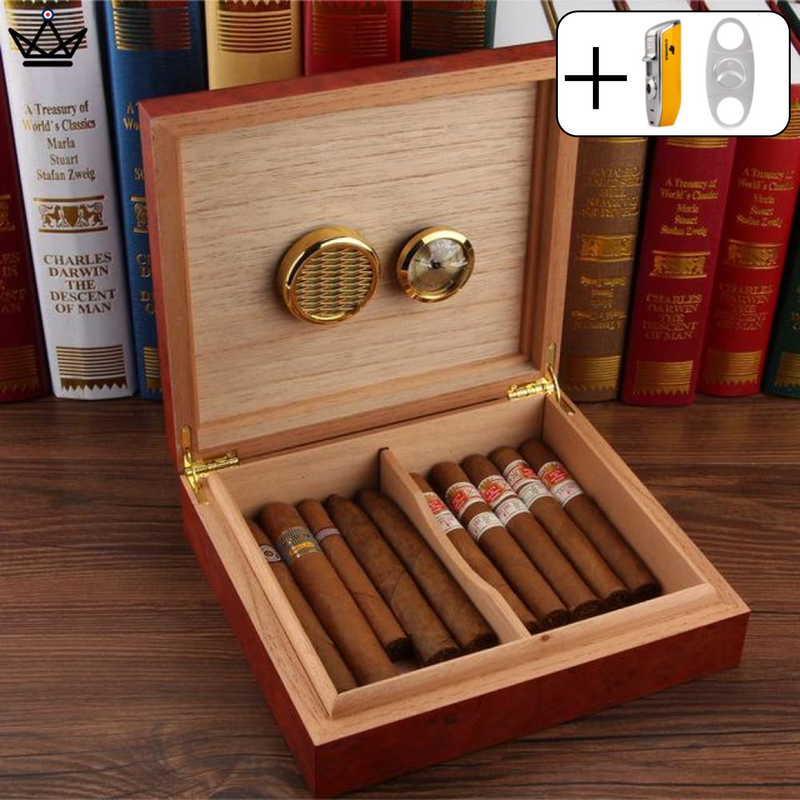 Wooden Cigar Humidor Box - Holds 20 Cigars