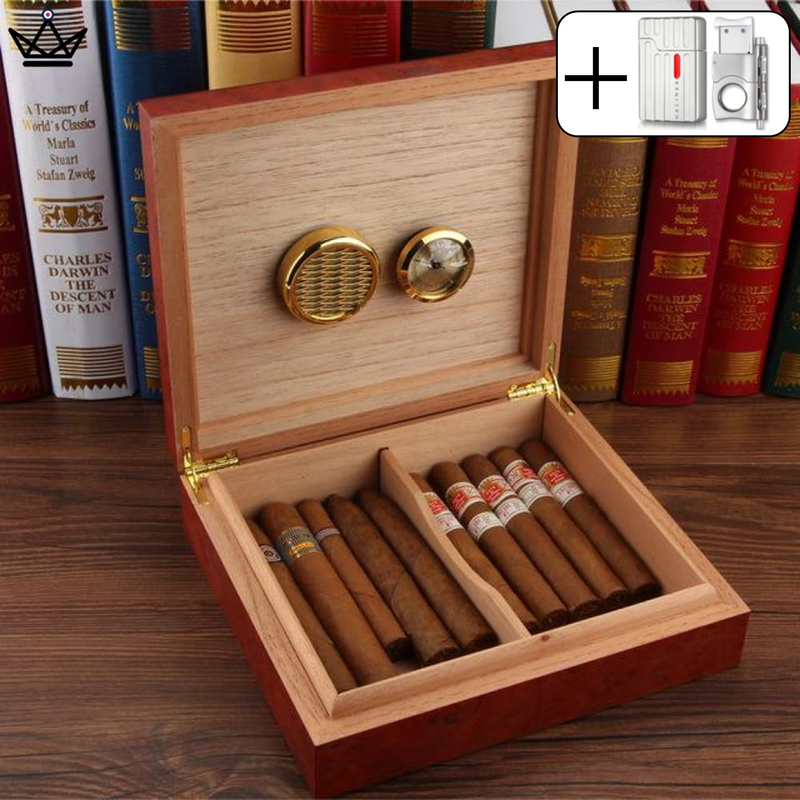 Wooden Cigar Humidor Box - Holds 20 Cigars