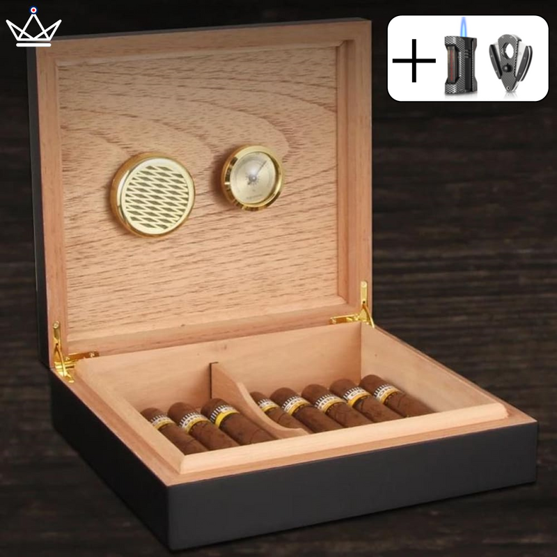 Wooden Cigar Humidor Box - Holds 20 Cigars