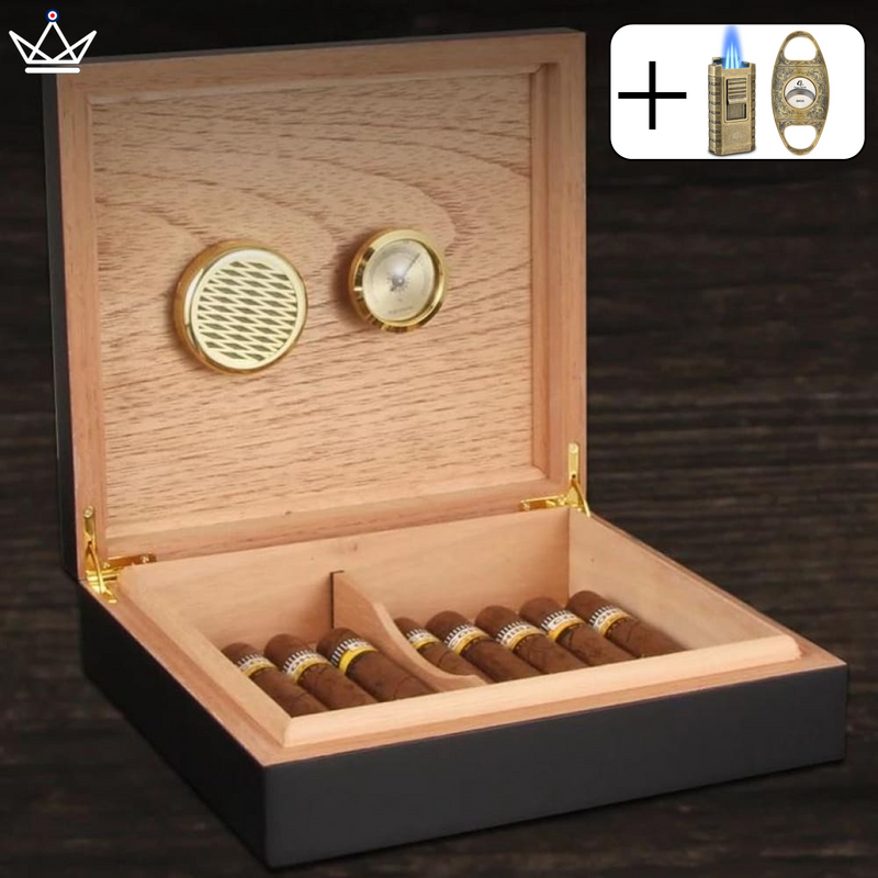 Wooden Cigar Humidor Box - Holds 20 Cigars